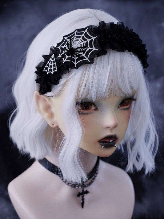 Goth Spider Detail Spider Web Ruffled KC