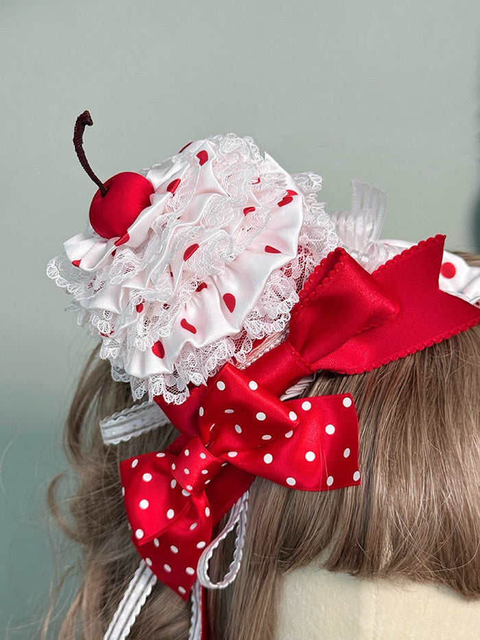 Red Polka-dot Bowknots Decoration White Cake KC