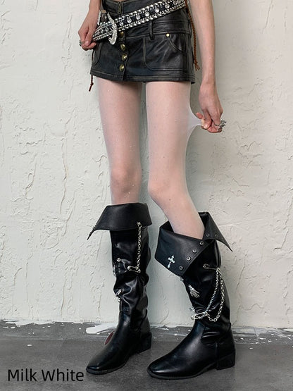 White/Black/Nude/Milk White Y2K Rhinestone Sheer Tights