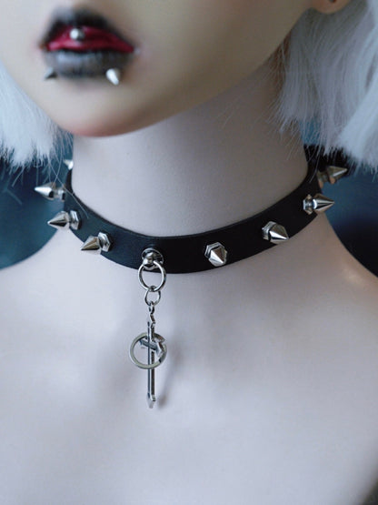 Black Gothic Cross Pendant Studs Design Choker