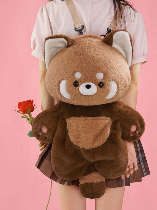 Brown 35cm/50cm Plush Red Panda Backpack Detachable Shoulder Straps