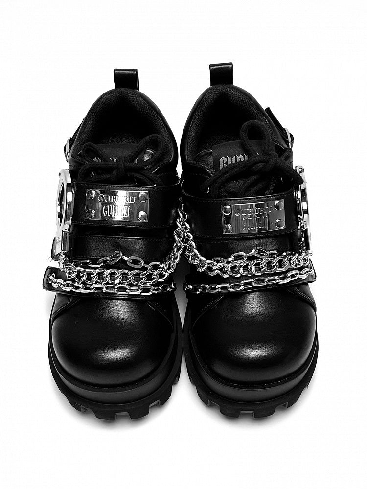 Y2K Handcuffs Design Detachable Chains Black Punk Platforms
