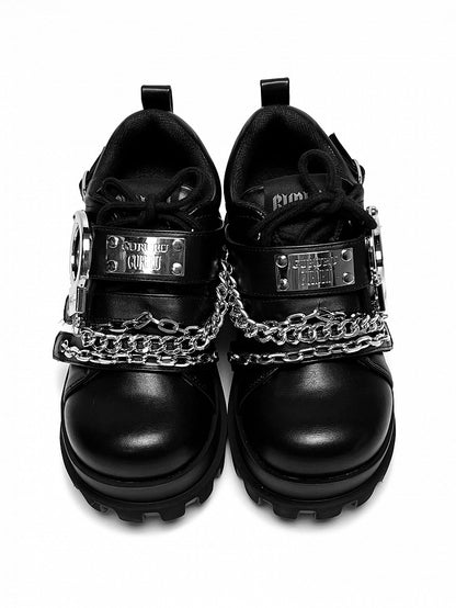 Y2K Handcuffs Design Detachable Chains Black Punk Platforms