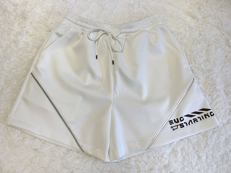 White Futuristic Cyberpunk Shorts