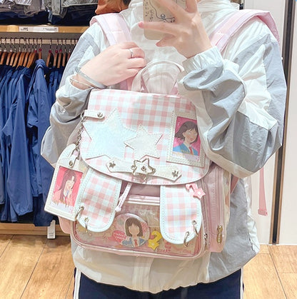 Pink Kawaii Detachable Bunny Ear Ita Backpack With Card Holder Charm