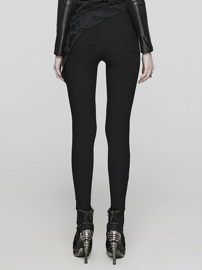 Black Punk Hollow Leggings