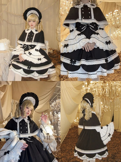 Black Bowknots Decoration White Peter Pan Collar Bell Sleeves Blouse