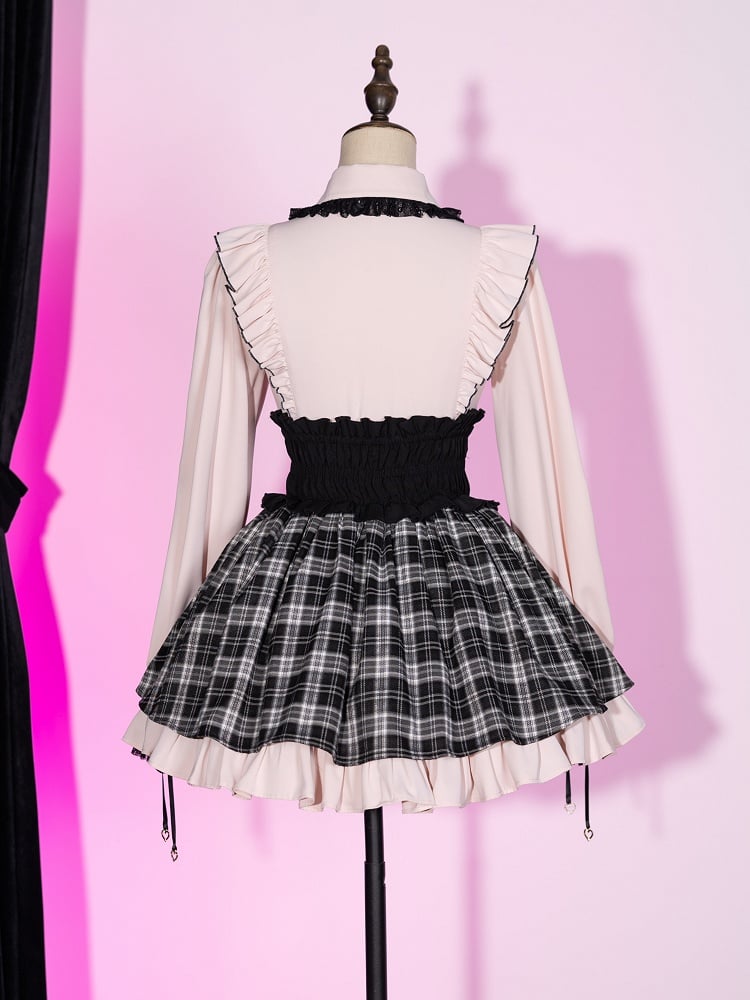 Peter Pan Collar Pink Jirai Kei Ruffle Shoulders Shirt