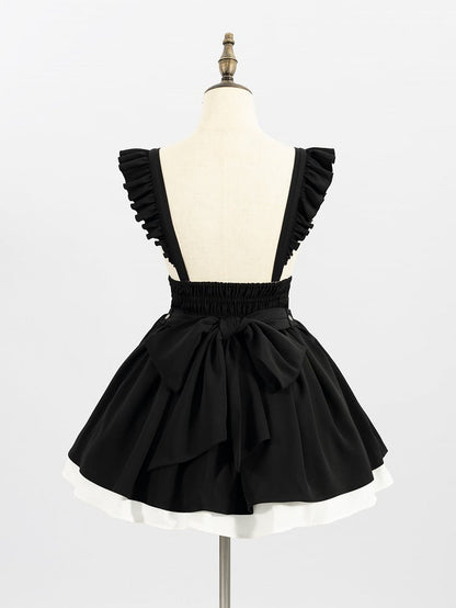 Black and Gray Plaid Jirai Kei Skirt with Removable Straps