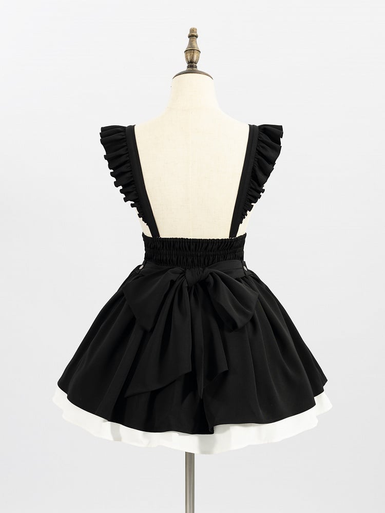 Black and Gray Plaid Jirai Kei Skirt with Removable Straps