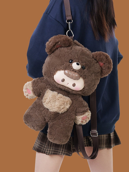 Brown 35cm Plush Bear Backpack Detachable Shoulder Straps