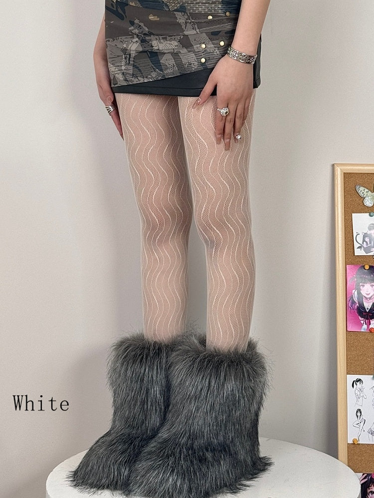 Black/Gray/Brown/White/Pink Water Ripple Tights