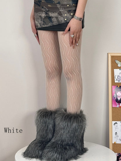 Black/Gray/Brown/White/Pink Water Ripple Tights