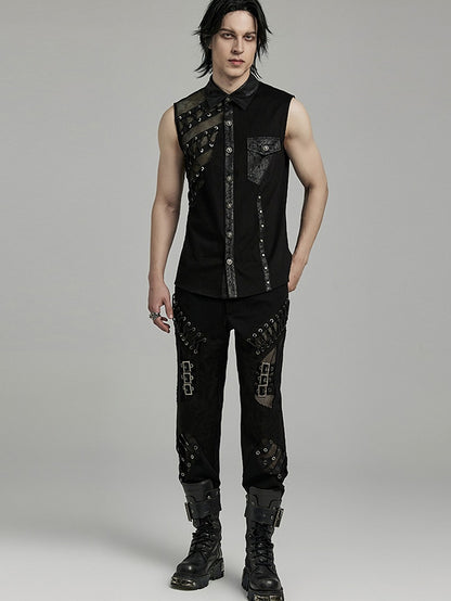 Punk Asymmetric Sleeveless Shirt