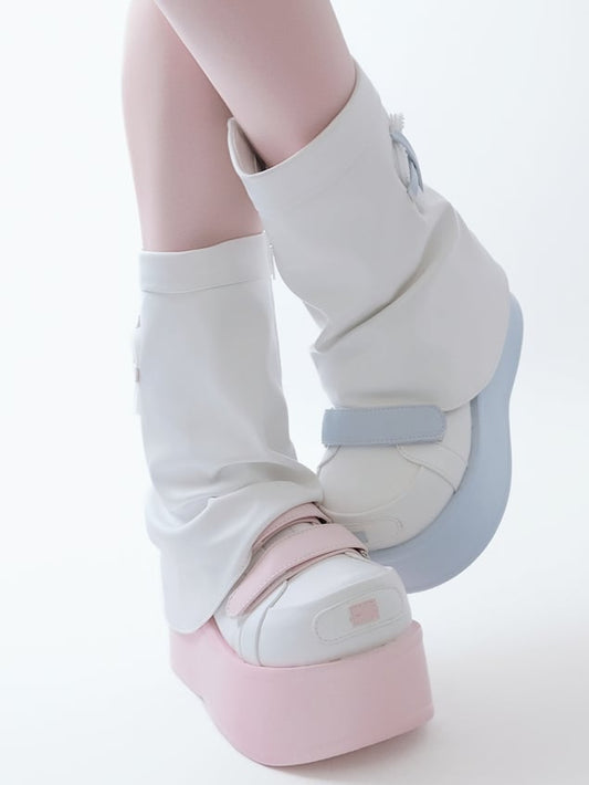 Blue&Pink Yami Kawaii Zip Closure at Sides Platform Boots