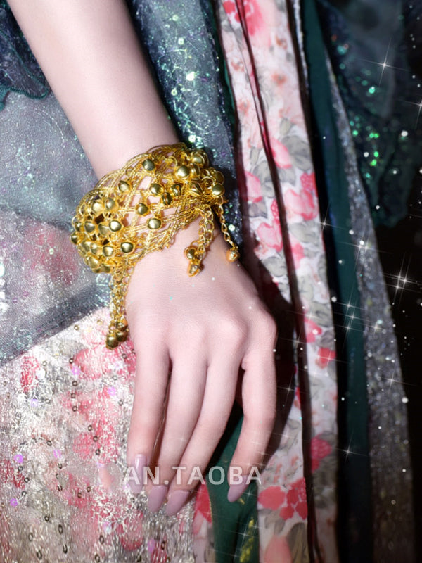 Gold Exotic Bell Design Armlet Bracelet