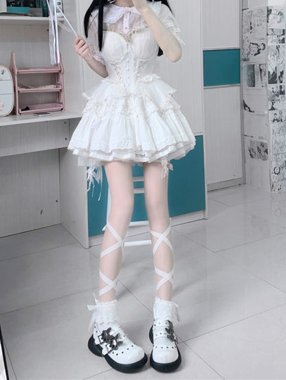 Skeleton Bunny Buckles White Punk Mary Janes