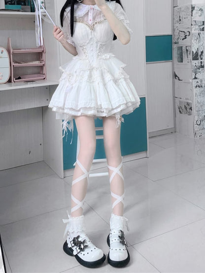 Skeleton Bunny Buckles White Punk Mary Janes