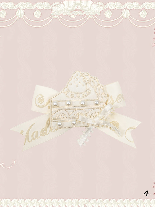 Creamy Embroidered Brooch