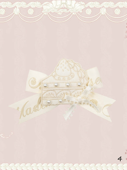 Creamy Embroidered Brooch