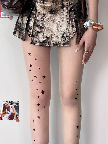 Nude Bittersweet Star Print Tights
