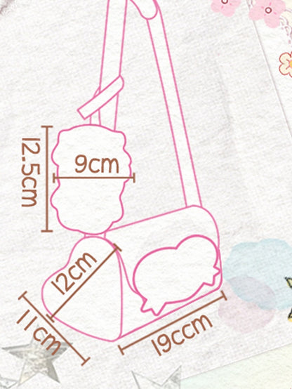 Pink Floral Plaid Pattern Shoulder Bag with Kitty Charm