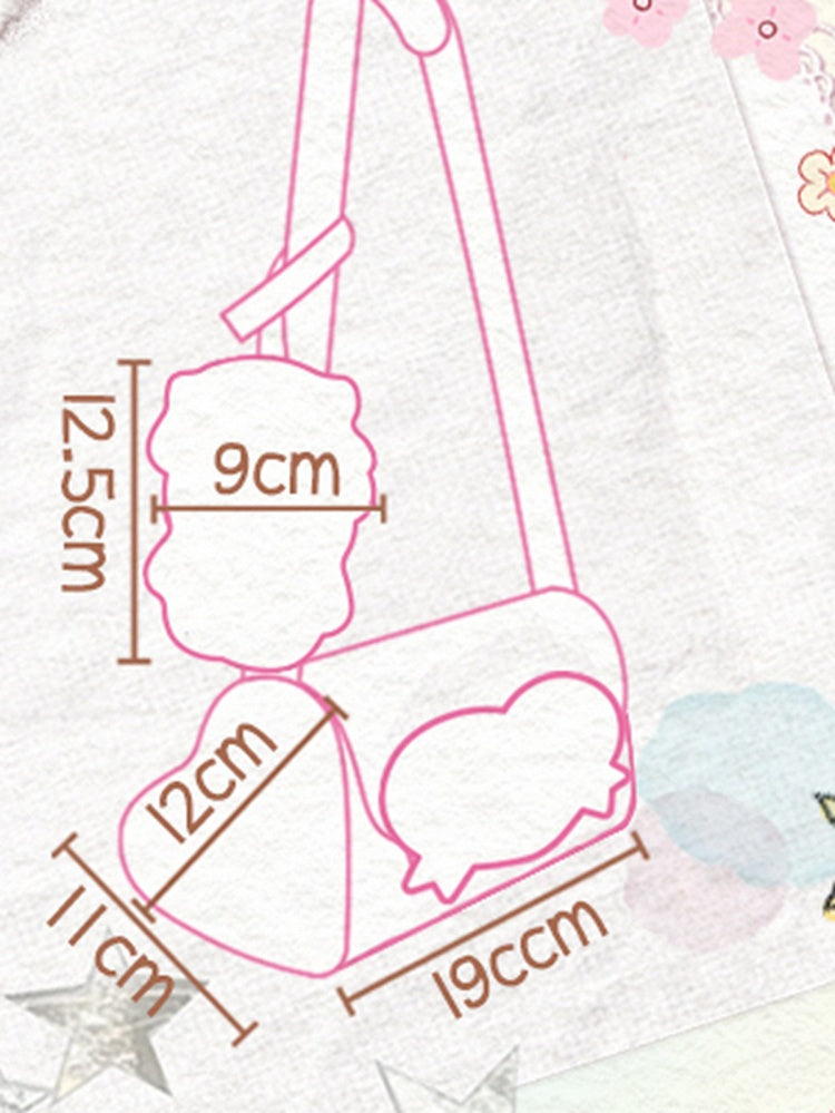 Pink Floral Plaid Pattern Shoulder Bag with Kitty Charm