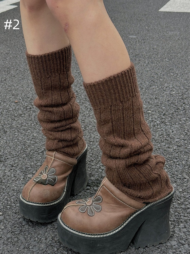 7 Options Y2K Ribbed Trim Knitted Leg Warmers