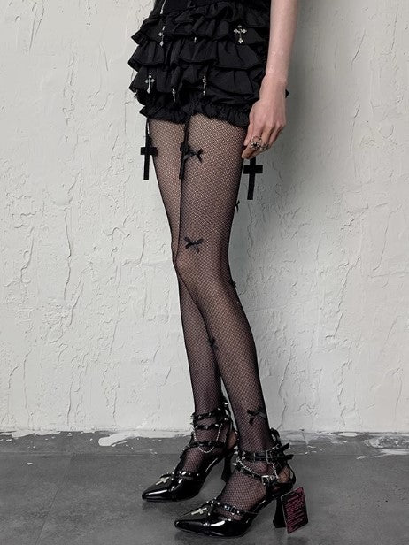 Grunge Y2K 5 Colors Options Bowknot Details Wasteland Punk Tights
