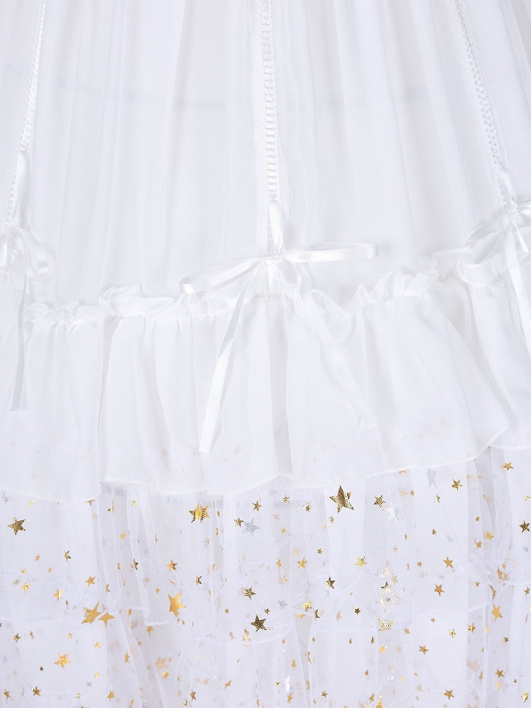 Glittering Stars Adjustable Length Gorgeous Fish-bone Petticoat White/Beige/Black