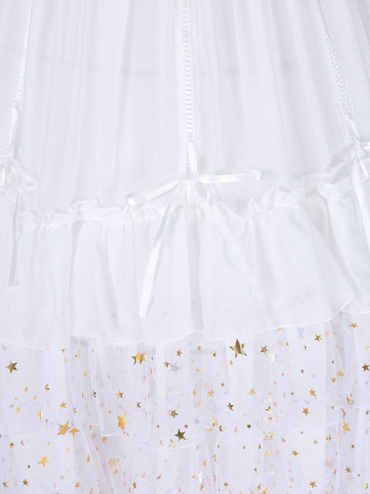 Glittering Stars Adjustable Length Gorgeous Fish-bone Petticoat White/Beige/Black