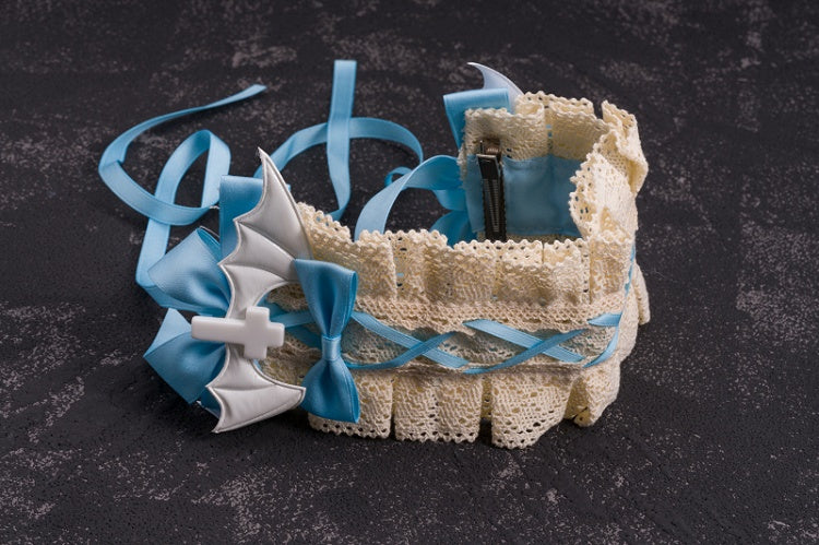 Crosses and Wings Blue and White Bowknots Hairband