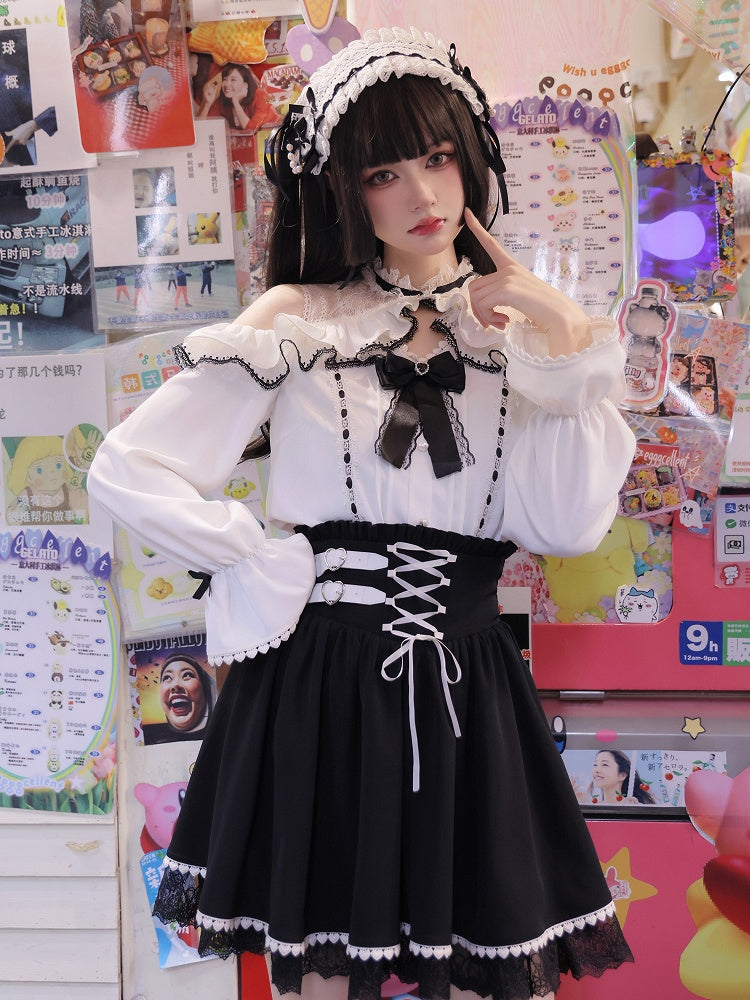 Jirai Kei Open Shoulders Long Sleeves White Blouse Best Seller