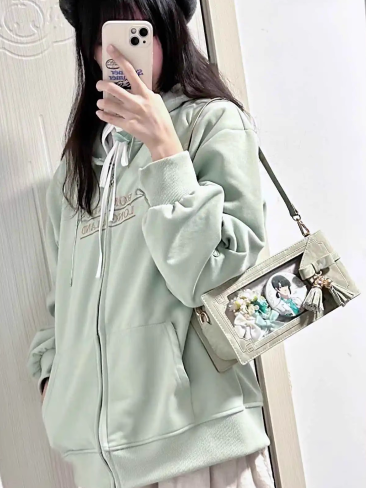 Green PU Floral Pattern Cheongsam Style Ita Bag With Bow & Fringe Accent