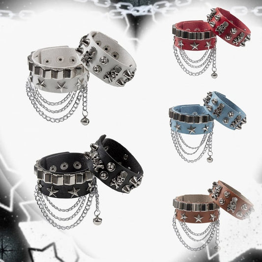 8 Colors Skeleton and Star Detail Punk Bracelet