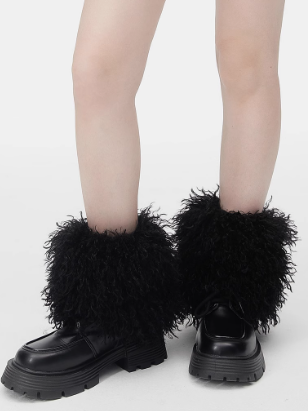 Coffee/Camel/Black Shaggy Leg Warmers