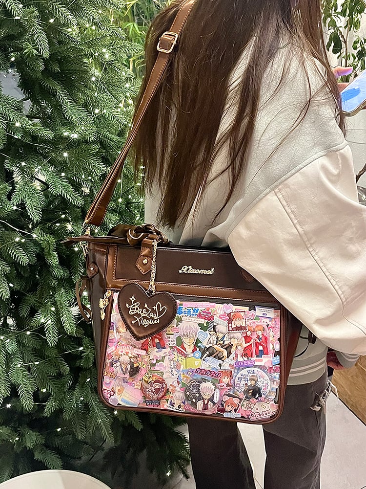 Brown Bowknot and Heart-shaped Charm Ita Bag