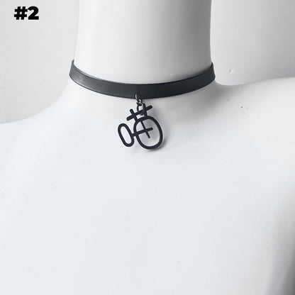 Black Bone/Bell/Cat Paw Pendant Buckle Choker