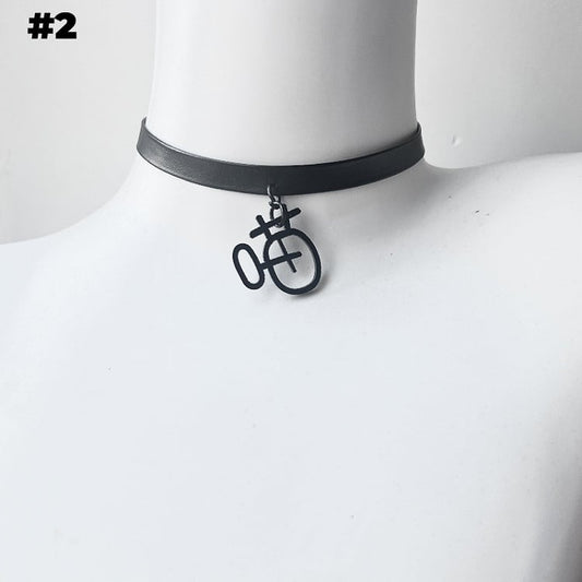 Black Bone/Bell/Cat Paw Pendant Buckle Choker
