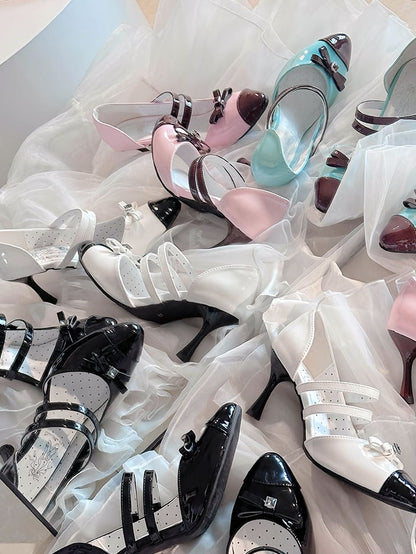 Mint Chocolate Green and Brown Bow at Top Sweet Lolita High Heels