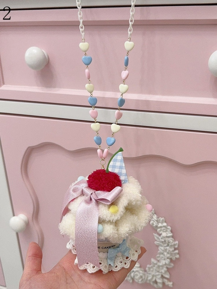 5 Options Plush Cake Pendant Beaded Necklace
