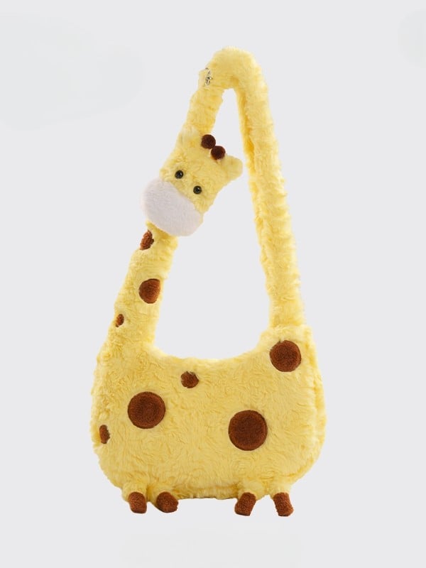 Yellow Plush Giraffe Crossbody Bag