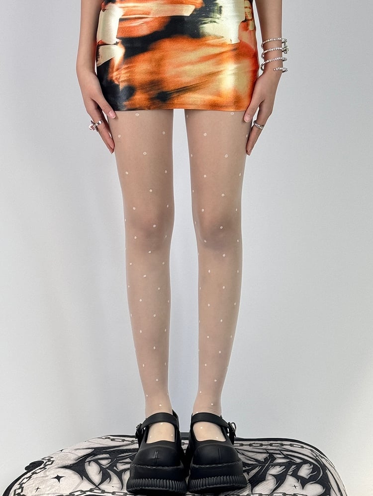 Black/White Polka-dot Pattern Tights