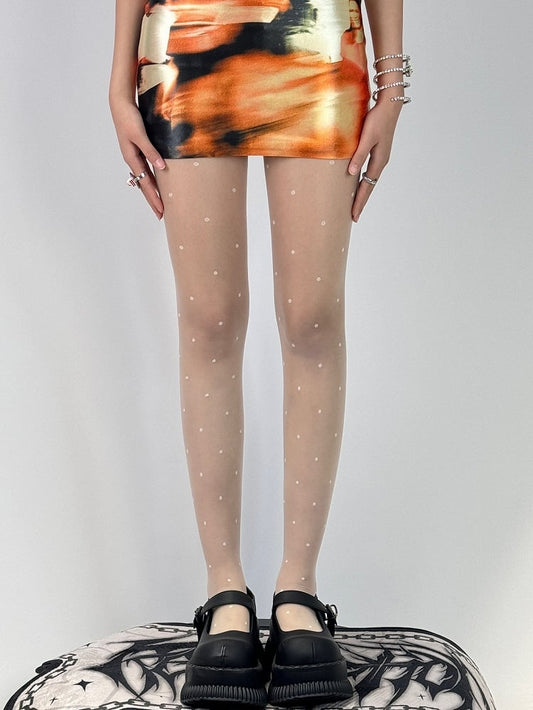 Black/White Polka-dot Pattern Tights