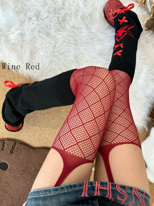 5 Color Options Gyaru Fashion Diamond Pattern Suspender Stockings