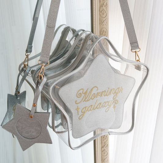 Shining Silver PU Star-shaped Ita Bag Set with Detachable Badge Charm