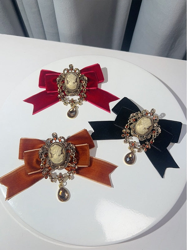 Red/Brown/Black Preppy Style Rhinestone Decorated Bow Tie