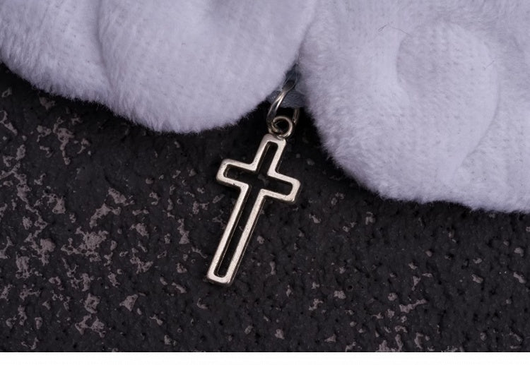 Handmade Cross Charm Angel Wings Blue and White Hair Ties