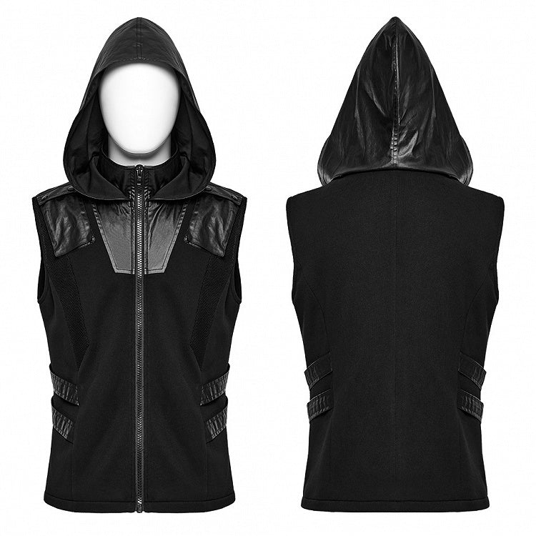 Black Techwear Hooded Vest