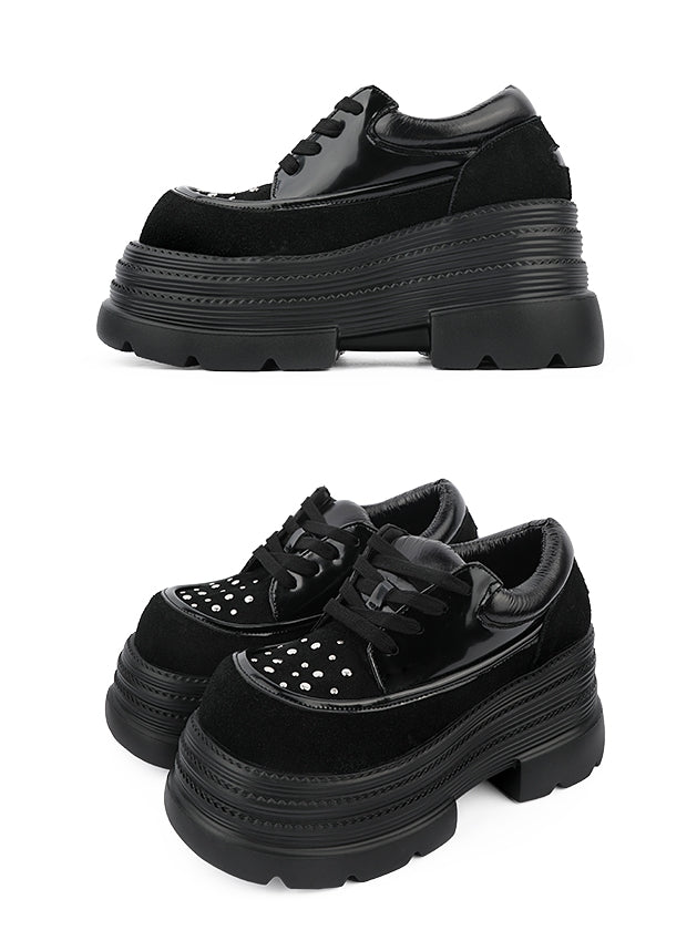 Stud Embellishments & Functional Lacing System Punk Black Platforms